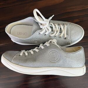 Size 8.5 /EU 39 - Liu Jo Women's Trainers  Leather Grey Glitter low-top sneakers